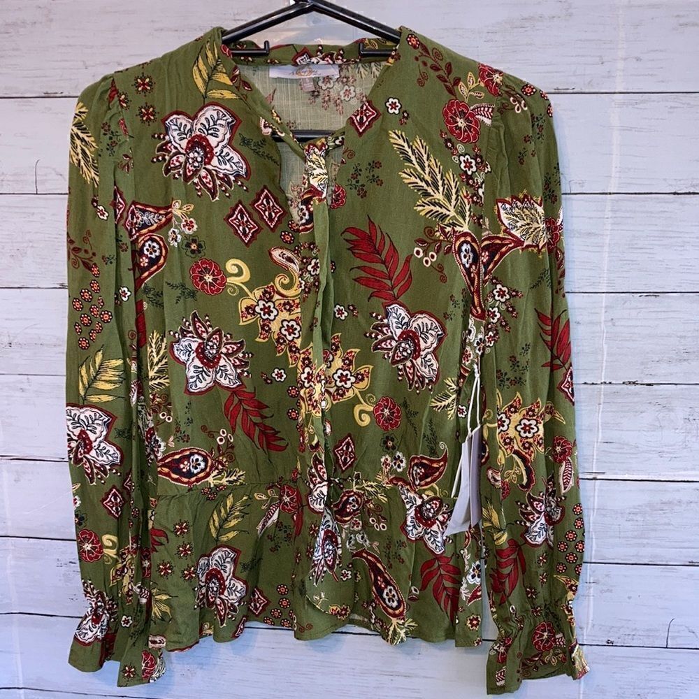 Womens Melograno Lightweight Printed Blouse Top Shirt Size S